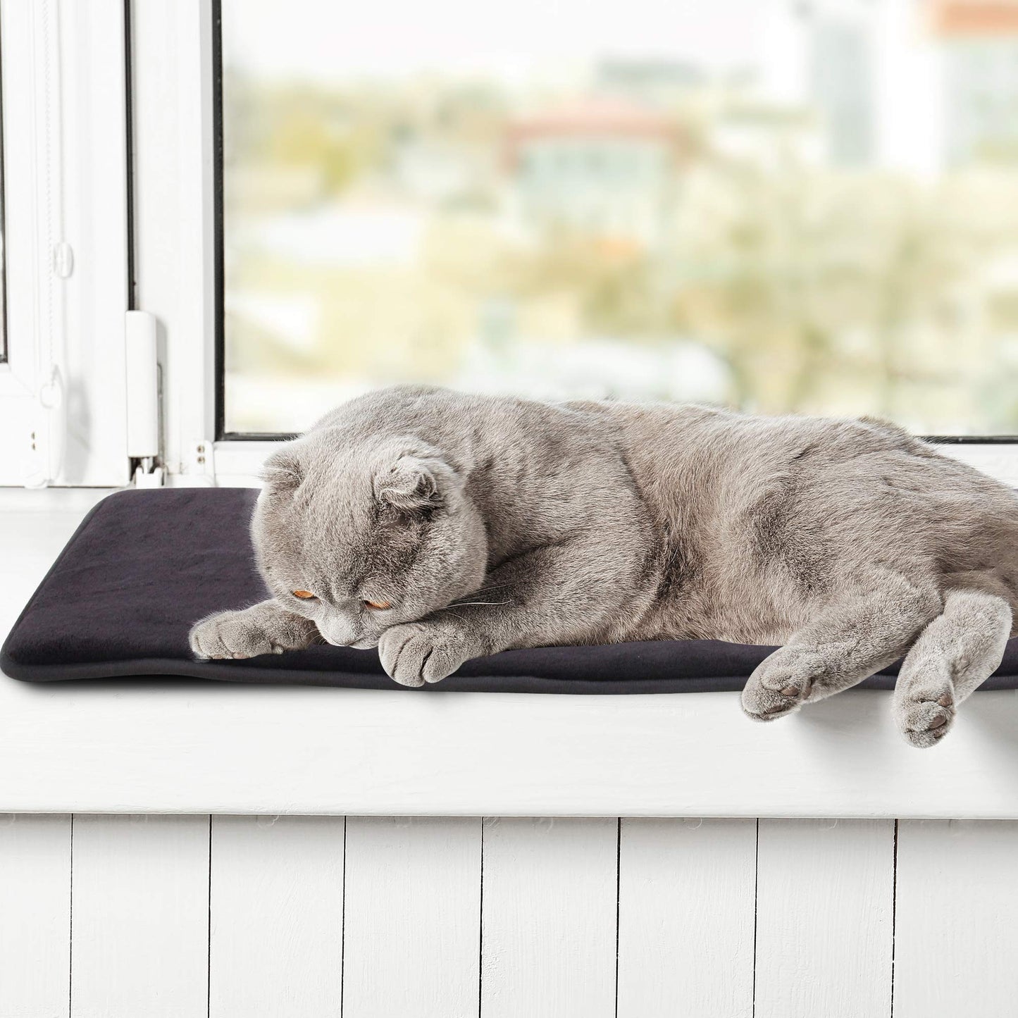 Pet Prime Cat Window Bed, Cat Window Hammock, Sill Non-Slip Lounger Cushion for Windowsill 90x28cm(Grey)