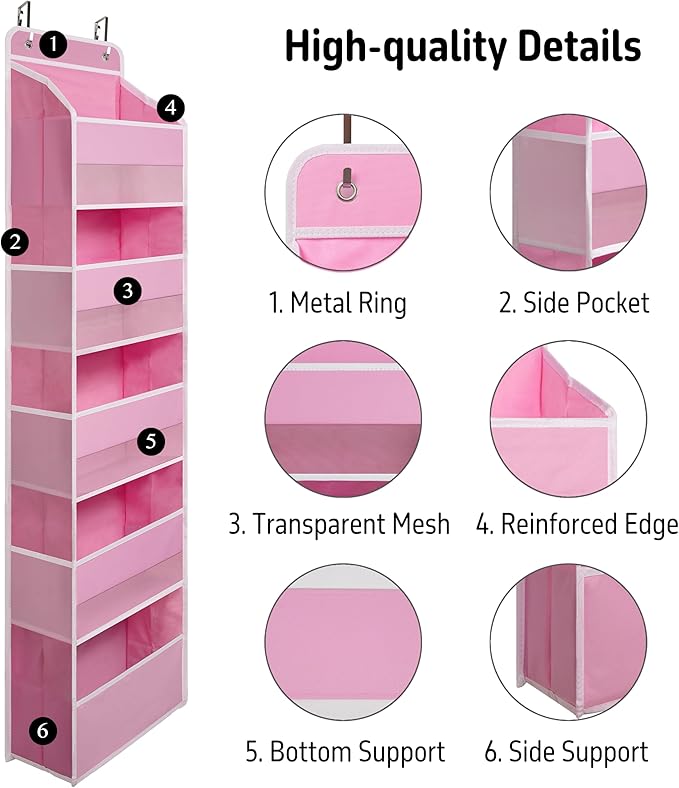 Over Door Organizer with 5 Large Pockets, Heavy Duty Hanging Organizer Storage