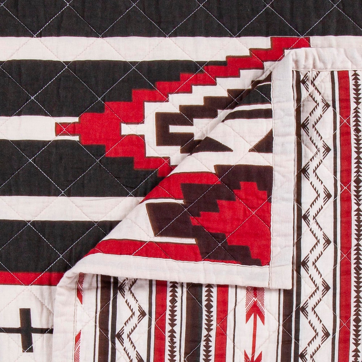 Paseo Road Cortez Western Bedding 3 Piece Quilt Set with Pillow Shams, Full Queen Aztec Bedding Set, Tribal Southwestern Bedding, Geometric Pattern Cotton Reversible Rustic Bed Set