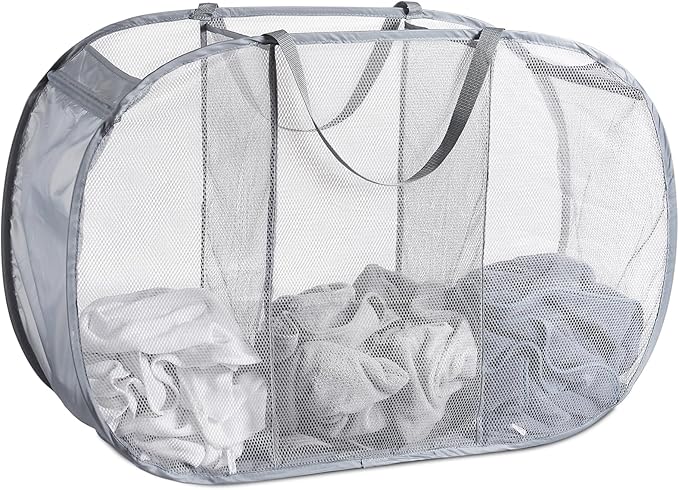 Seiritex Mesh Popup Laundry Hamper 3 Compartment Sortable Horizontal