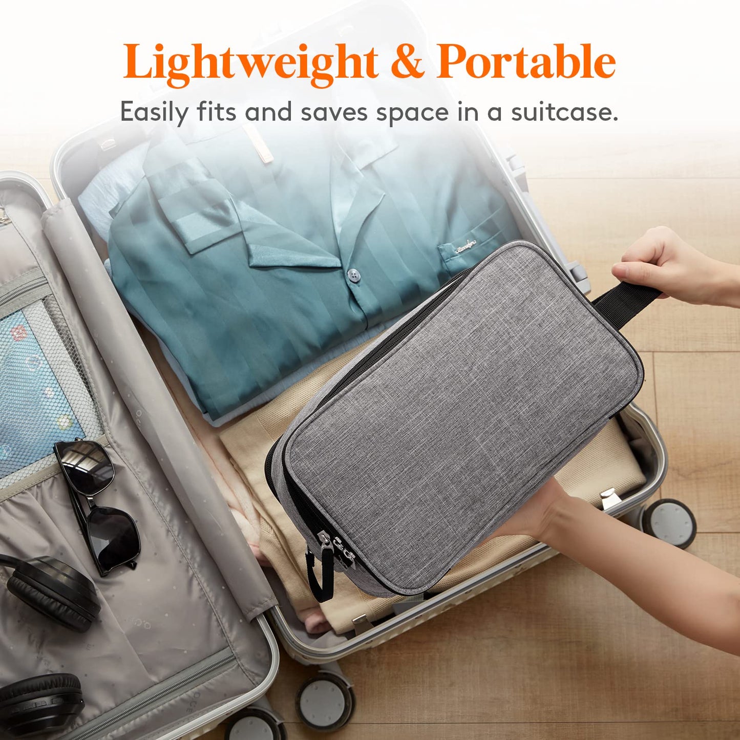 Lifewit Toiletry Bag for Men, Large Travel Shaving Dopp Kit with Double Zippers, Water-Resistant Bathroom & Travel Organizer for Full Size Toiletries and Shaving Accessories, Large, Grey