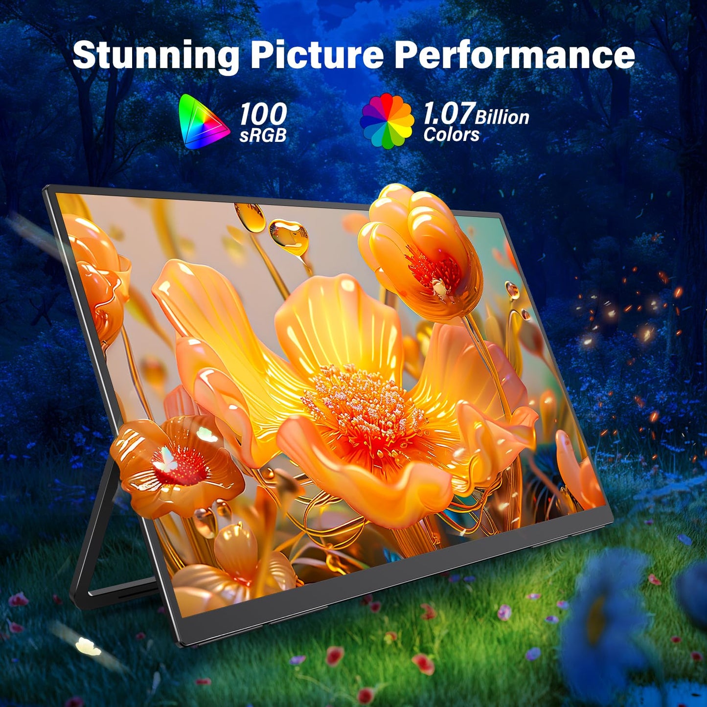 InnoView 23.8" Large Portable Monitor, FHD 144HZ 100% SRGB IPS USB-C HDMI Work Home Gaming Second Monitor 1080P W/180°Adjustable Stand for Laptop, MacBook, Phones