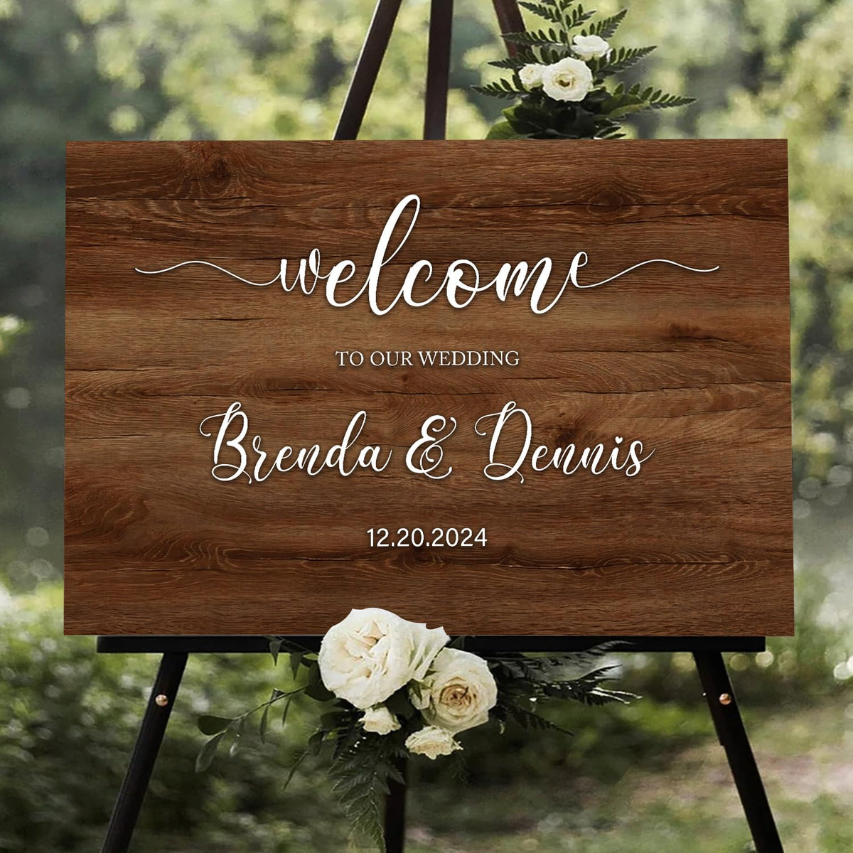 Rustic Wooden Welcome Wedding Sign - Personalized 3D Name Board