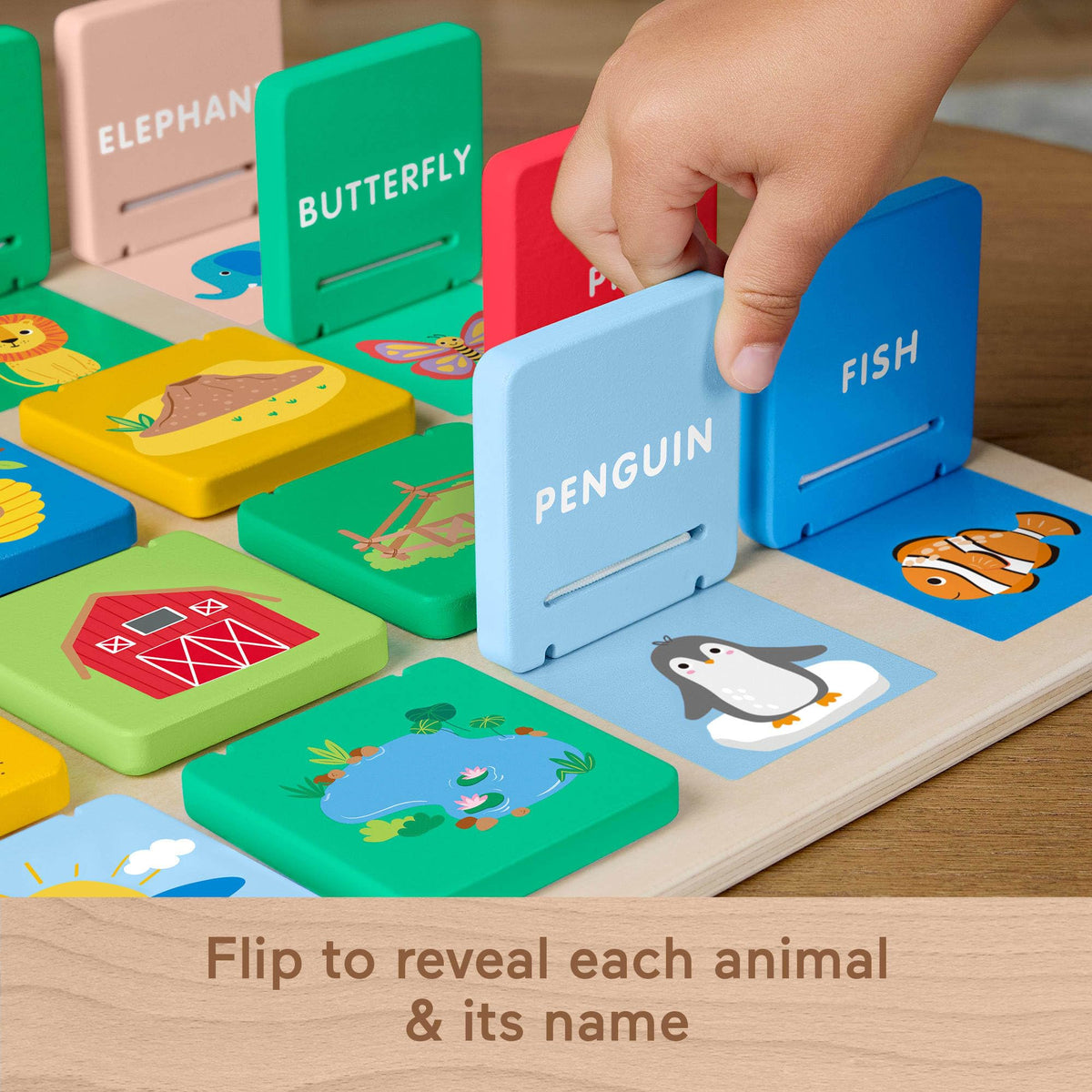 Fisher-Price Wood Preschool Toy Lift & Reveal Board, Early Learning Activity for Fine Motor Developmental Play Kids Ages 3+ Years