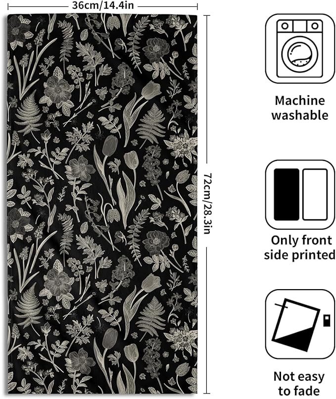 Black Spring Floral Hand Towels