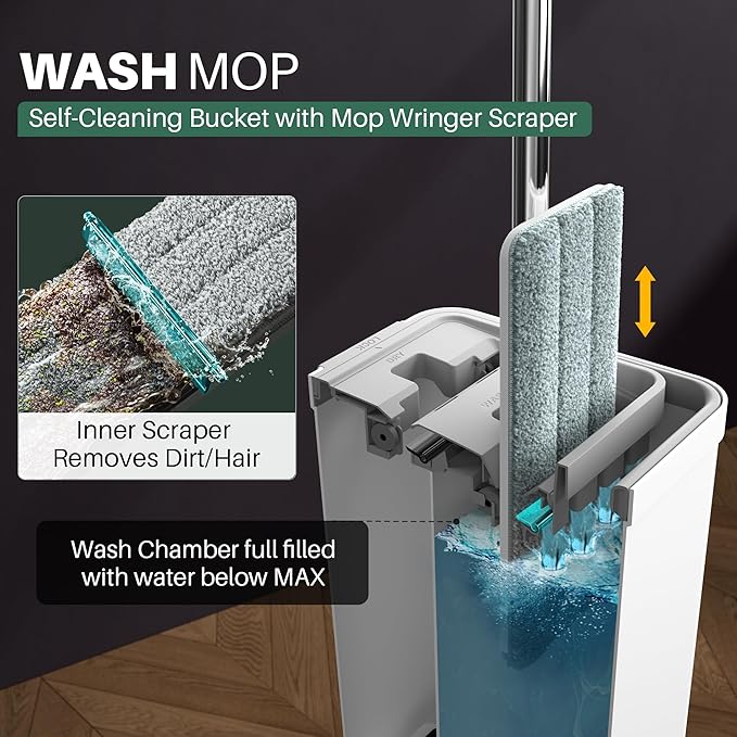 JOYMOOP Mop and Bucket with Wringer Set, Wet Dry Wall Cleaner with Long Handle