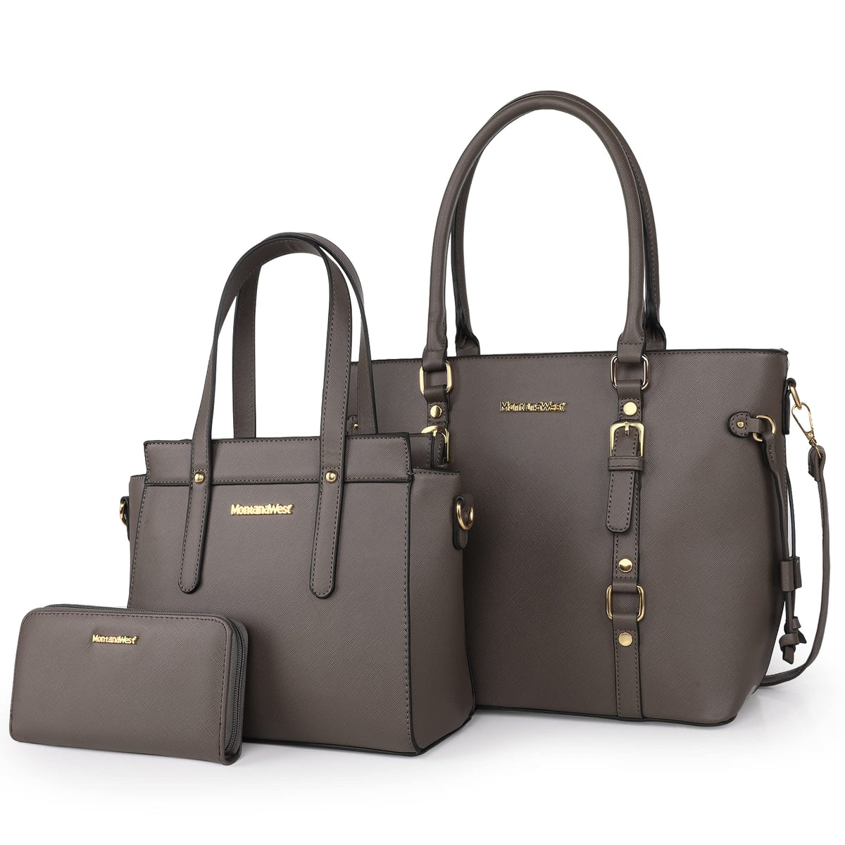 Montana West 3PCS Purses for Women Tote Bag and Wallet Set Shoulder Satchel Crossbody Bags Leather Handbag for Gift Travel Casual Work MWC3-C032WGY