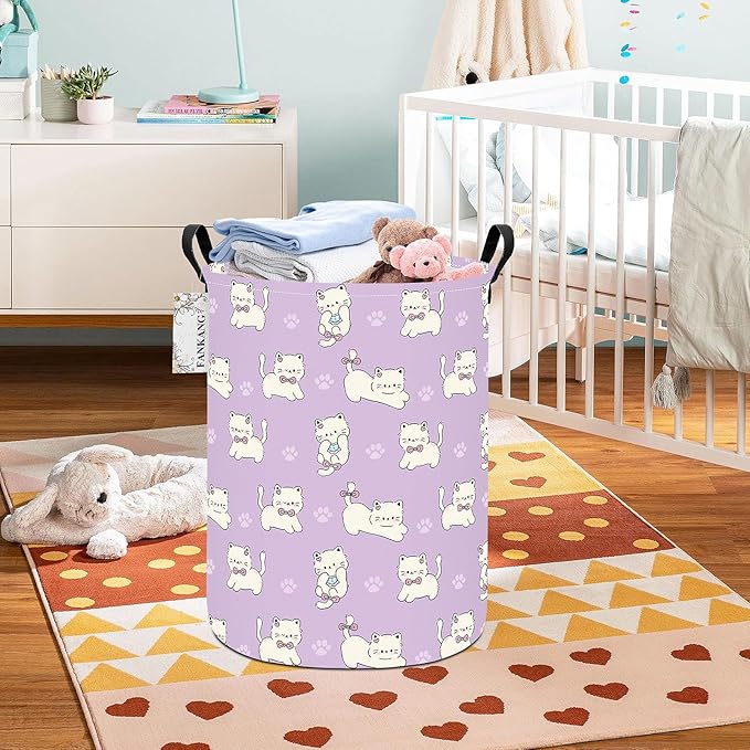 FANKANG Storage Basket, Nursery Hamper Canvas Laundry Basket Foldable