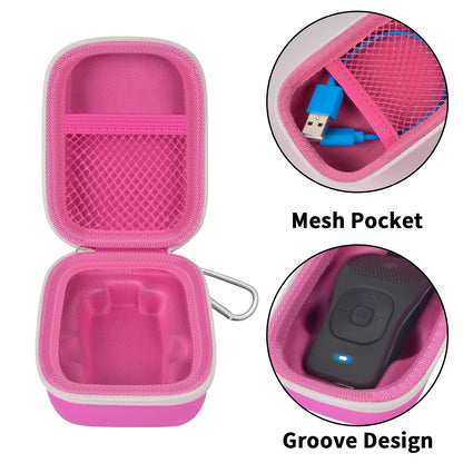 ANKHOH Carrying Case for Noxgear 39g Wearable Bluetooth Clip Speaker, Magnetic Clip-On Wireless Portable Speakers Mini Travel Storage Holder Box with Pocket for Cables, Carabiner-Bag Only (Pink)