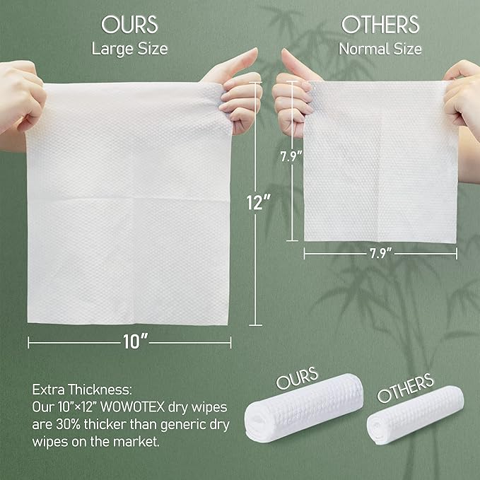 Bamboo Viscose Disposable Face Towel Biodegradable Large Dry Face Wipes 60