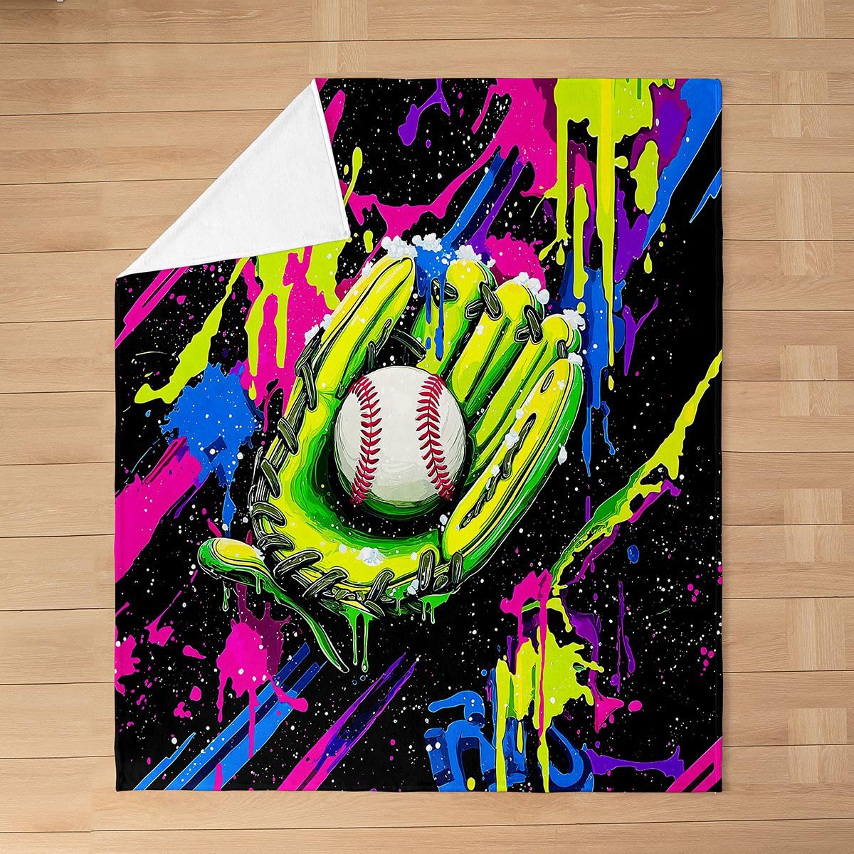 jejeloiu Ice Cream Baseball Plush Throw Blanket Sweet Sport Hybrid Flannel Blanket Soft Baby 30"x40" Pink Blue All Season Graffiti for Couch Bed Sofa Bedroom Decor