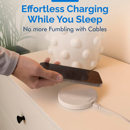 15W Fast Wireless Charger – Stone Wireless Charging Pad w/ 20W USB-C Adapter, LED Indicator, Overheat & Short Circuit Protection