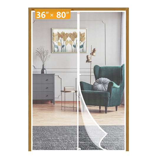 Yotache Magnetic Screen Door for 36"x80" Doors, Screen Size 38"x81", High Density Screen Mesh with Windproof Hasp Design for Front/Back Single Doors, White