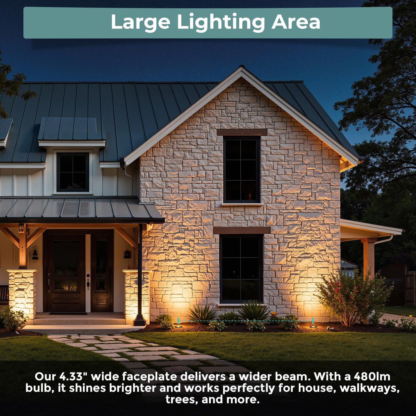 Gardencoin Low Voltage Landscape LED Well Lights, 12V in Ground Lights Outdoor IP67 Waterproof, 5" Tall Wired Landscape Up Lighting, Included Replaceable 5W 2700K MR16 Bulb Dimmable, 6 Pack