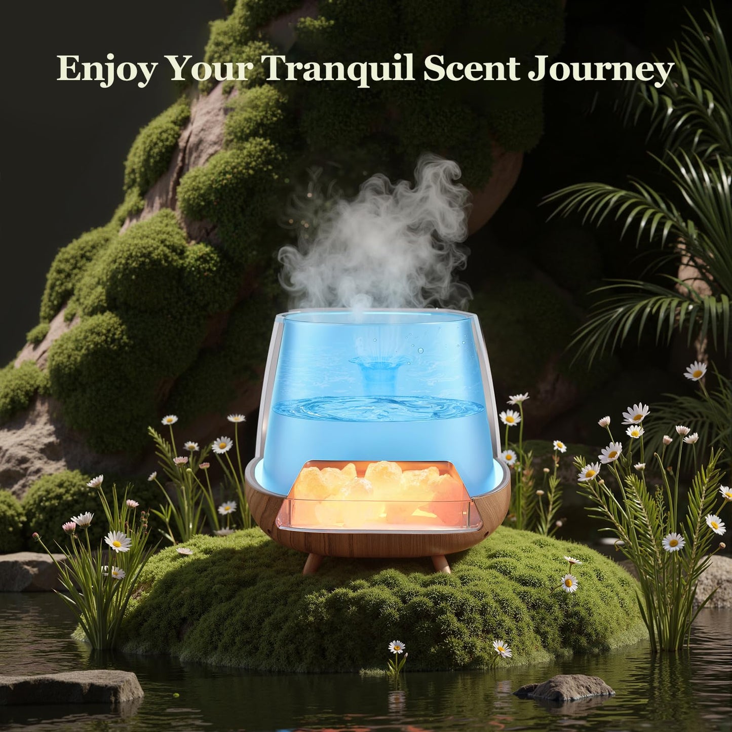 OUWEDW Essential Oil Diffuser for Home, 𝟒-𝐢𝐧-𝟏 Aromatherapy Diffuser & 𝐇𝐢𝐦𝐚𝐥𝐚𝐲𝐚𝐧 𝐒𝐚𝐥𝐭 Lamp, 200ml Cool Mist Humidifier, 𝟗-𝐂𝐨𝐥𝐨𝐫 𝐋𝐄𝐃, Auto Off, Bedroom Office Yoga