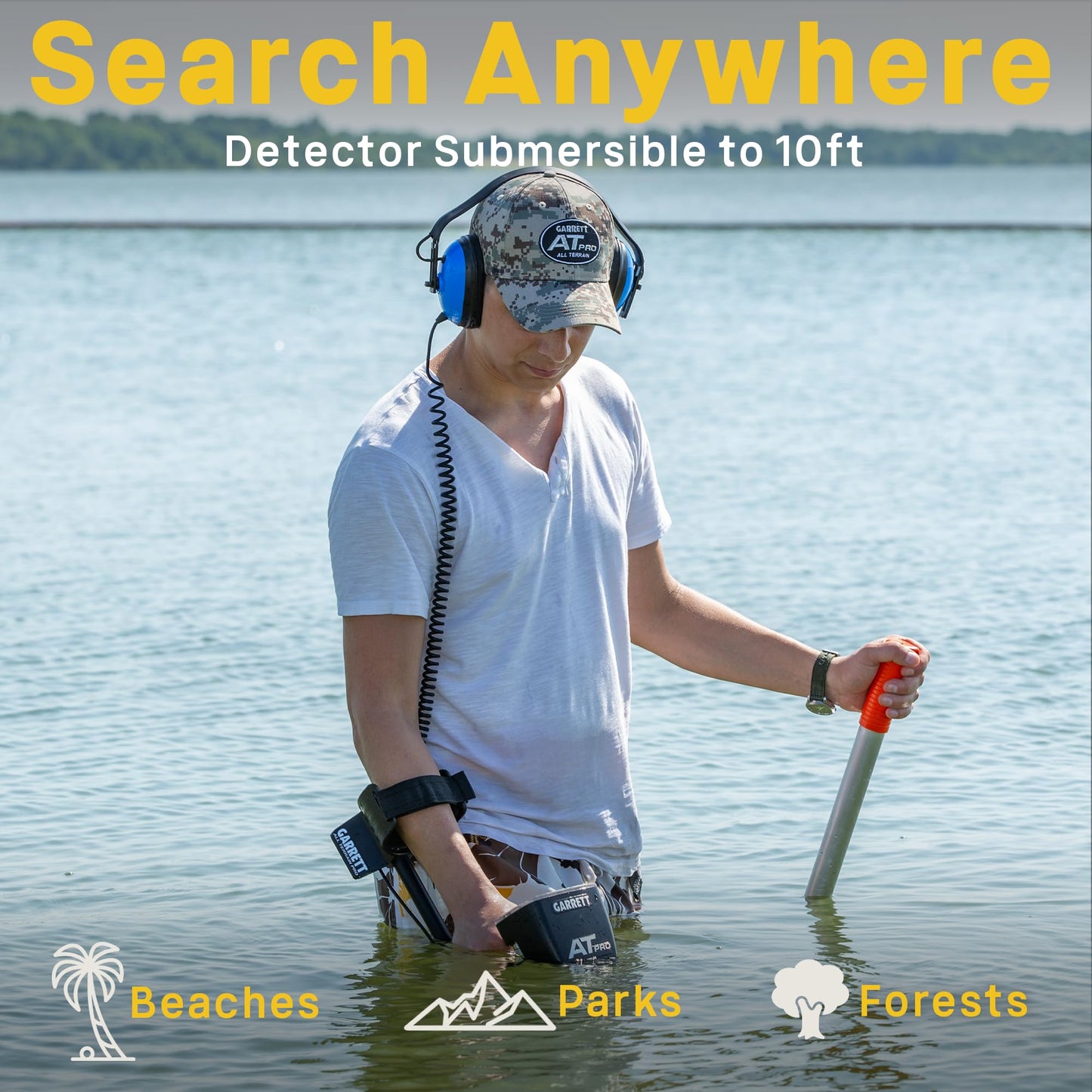Garrett A.T. Pro & Pro-Pointer A.T. Metal Detector Bundle – Made in The USA - Waterproof to 10ft, Proportional Audio, Iron Audio, Fast Recovery, Includes MS-2 Headphones & Pinpointer