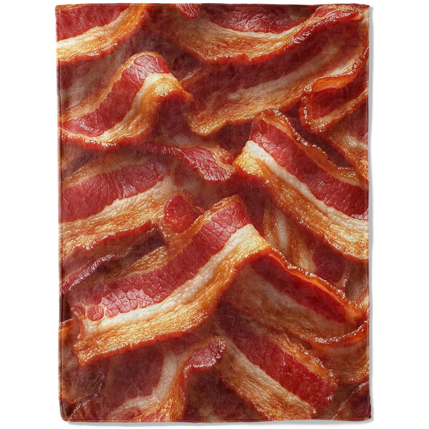ainori Bacon Lover's Flannel Blanket - Realistic Bacons for Food Enthusiasts Throw - Soft Cozy Blankets for Quirky Kitchen Decor, Foodie Gifts, and Fun Home Accents 50x60in