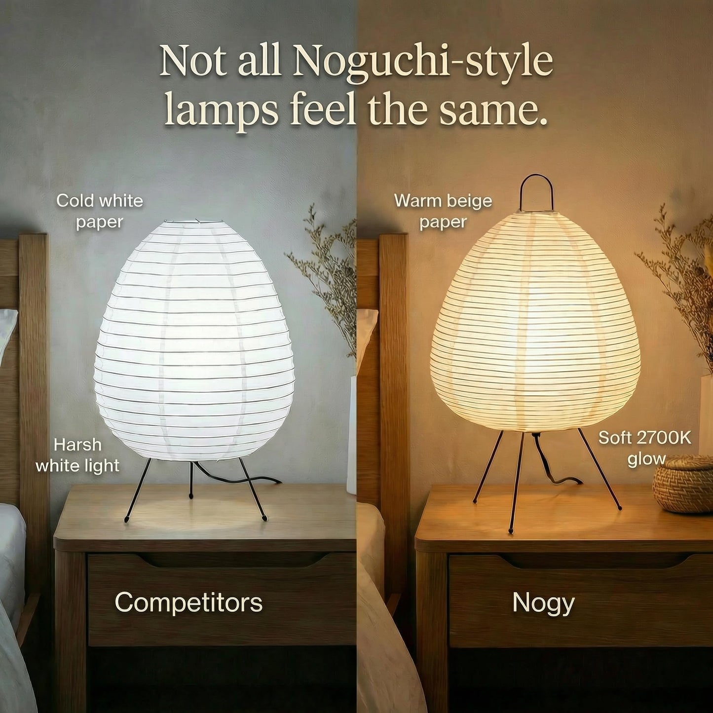 Akari Noguchi Rice Paper Lamp • Dimmable Japanese Paper Lantern Lamp • Japanese Decor Lantern • Cozy Japandi Style • Paper Lantern Light