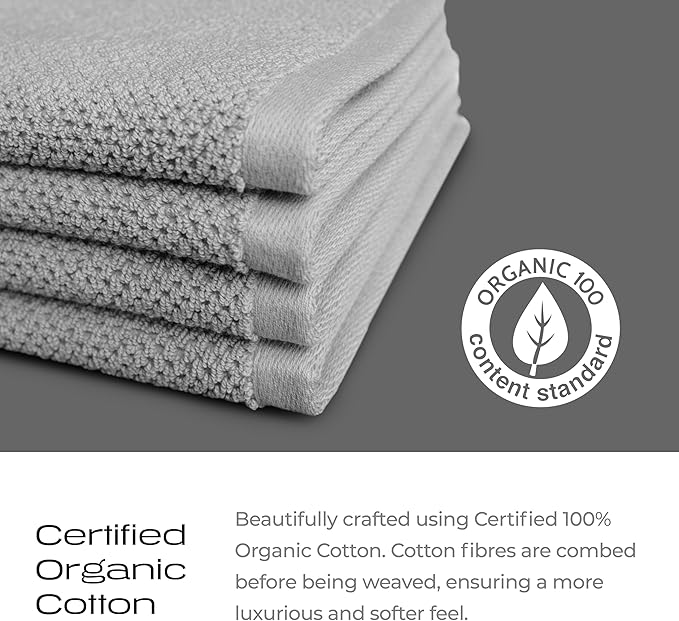 Luxury Silver-Infused Gray Washcloths 4-Pack, 12.9"x12.9"