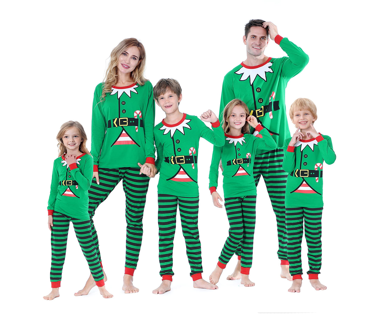 Benaive Matching Family Christmas Pajamas Set Holiday Pjs for Women Men Sleepwear (Green, Elf, 2T)
