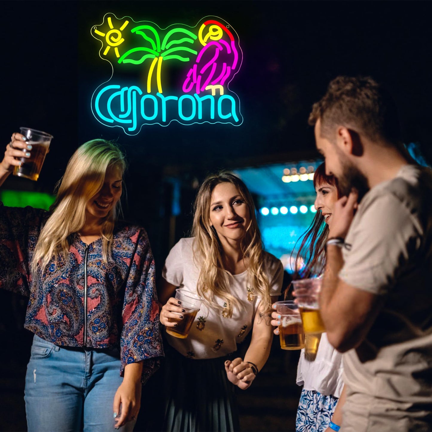 Parrot Palm Tree Neon Sign for Wall Decor Beer Neon Light for Man Cave Bar LED Light Up Sign for Home Bar Club Restaurant Summer Beach Party Birthday Gift Christmas Art Size 11.6 * 14.2In(ZYLD282)