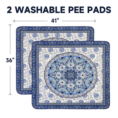 YOSEPATI Washable Pee Pads for Dogs 2 Pack,104x92cm Waterproof Non-Slip Reusable Puppy Pad with Fast Absorbent,Leakproof Whelping Pads for Pet Housebreaking