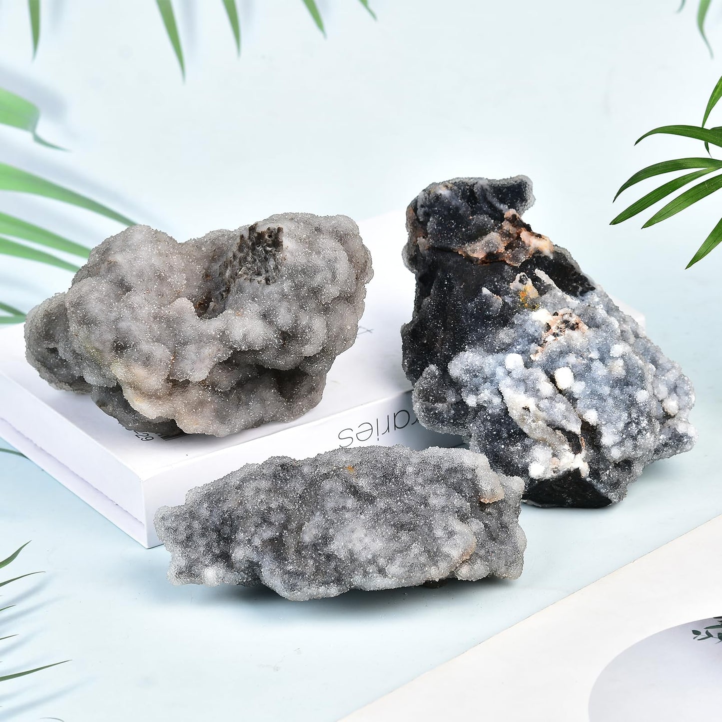 JIC Gem Irregular Shape Large Crystal Cluster Gray Sphalerite Mineral Specimen Healing Crystal Stone Clusters Home Decoration Reiki Meditation 2.4-2.8 lbs