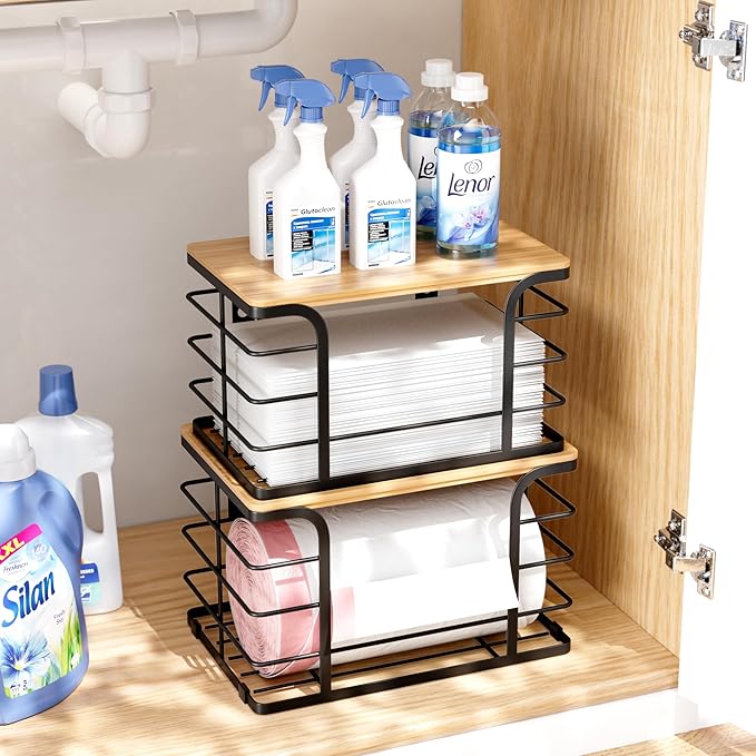2 Pack Extra Large Stackable Pantry Organizers and Storage, Wall Mount Trash