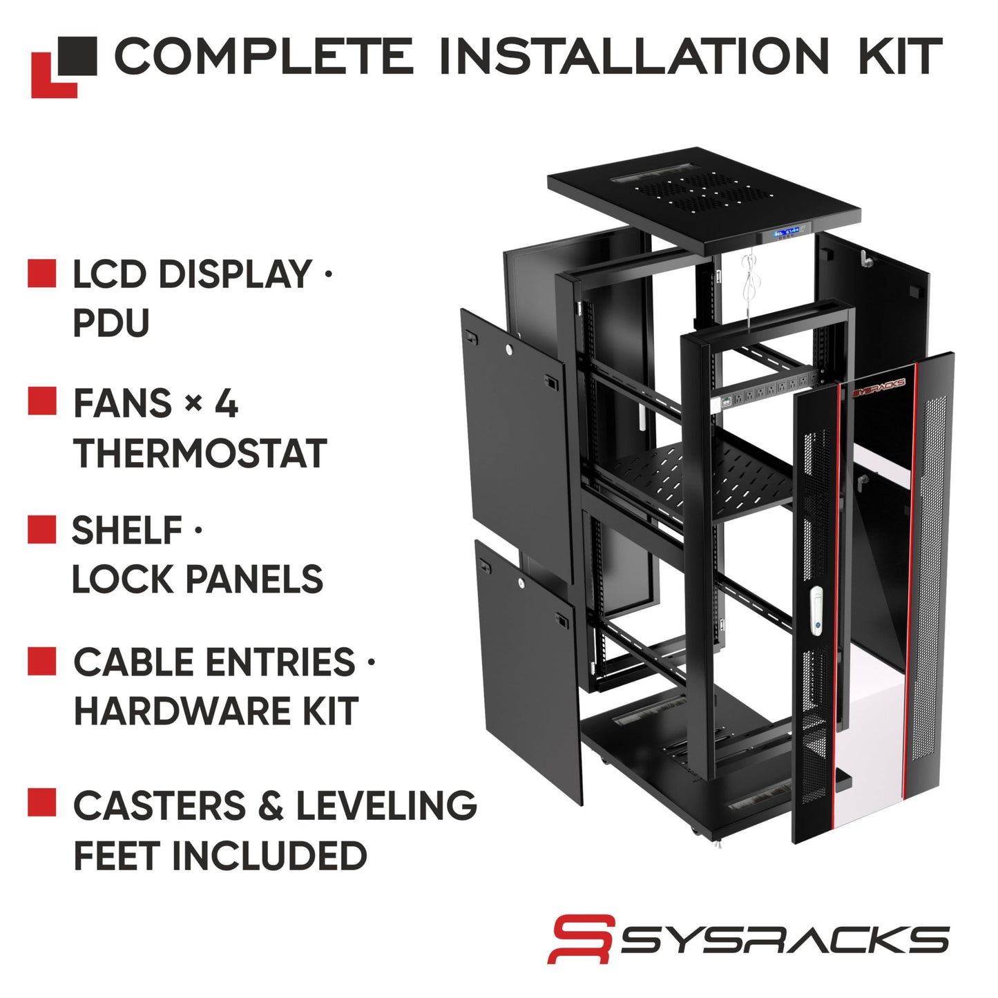 32U Home Server Rack Cabinet – 19" Floor Standing Network Rack, 32" Deep Homelab Rack with Locking Glass Door, Cooling Fans, PDU & Shelf for NAS, Router, Switch and AV Equipment