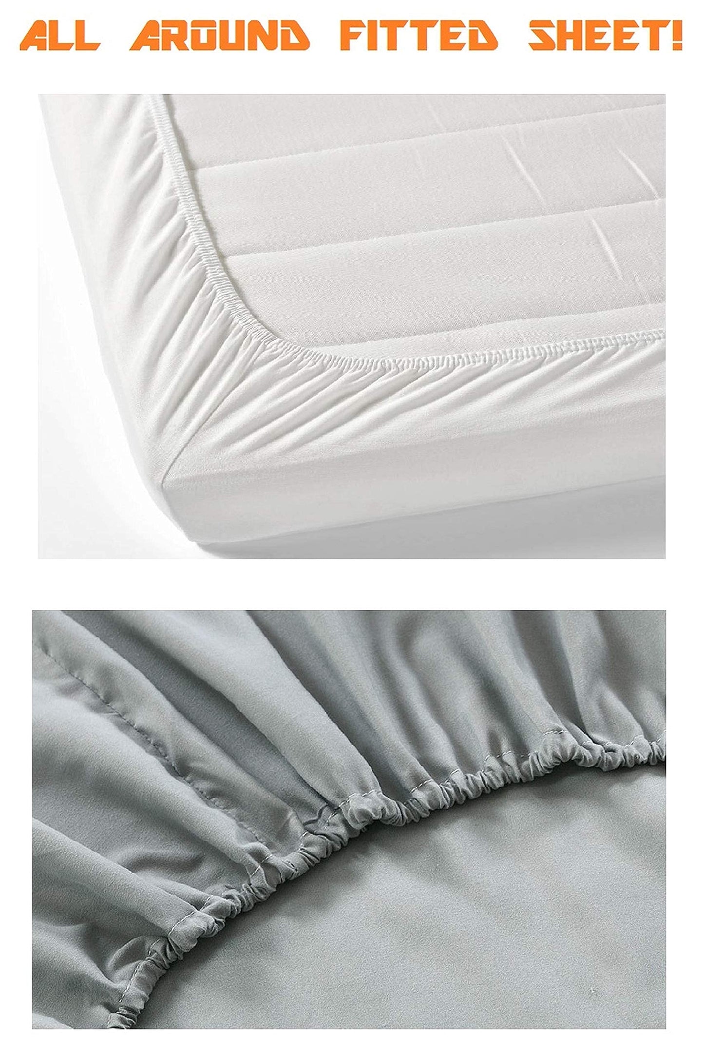 Elegant Comfort Luxury Soft 1500 Premium Hotel Quality Wrinkle Resistant Coziest Bedding Set, All Around Elastic Fitted Sheet, Deep Pocket up to 16inch, Queen, White