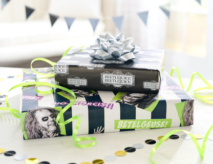 American Greetings 40 sq. ft. Reversible Beetlejuice Wrapping Paper for All Occasions (1 Roll, 30 in. x 192 in.)