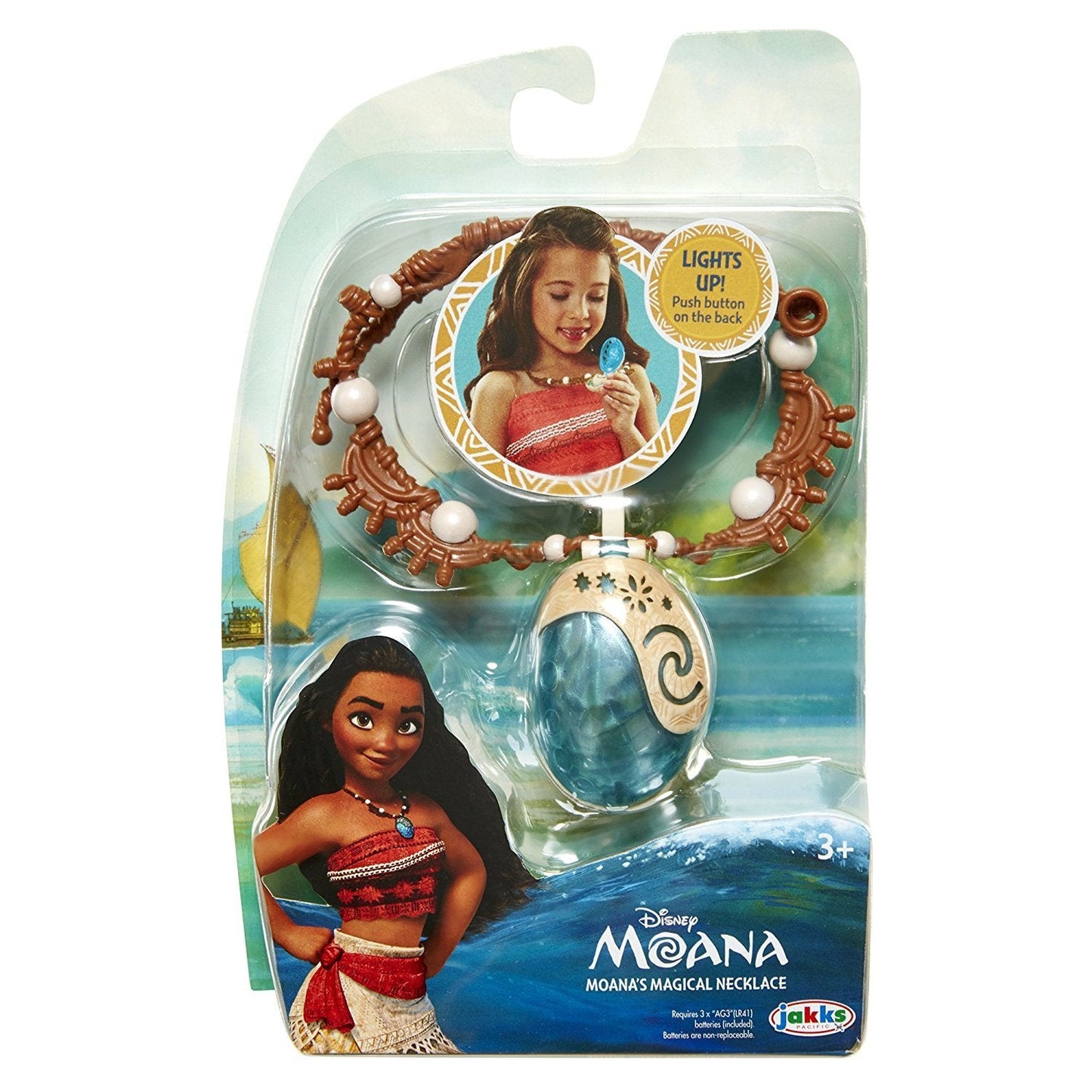 Disney Moana Heart Of Te Fiti Magical Seashell Necklace by JAKKS Pacific, Children's Dress Up Accessory, Light Up Necklace, Moana Dress Up, Opens to Reveal Heart of Te Fiti