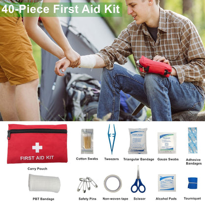 HolaKit Auto Emergency Kit, 55-Piece Car Emergency Roadside Kit with Jumper Cables, First Aid Kit, Safety Hammer, Goggles, Tow Ropes and More Ideal Car Essential Accessories for Women and Men