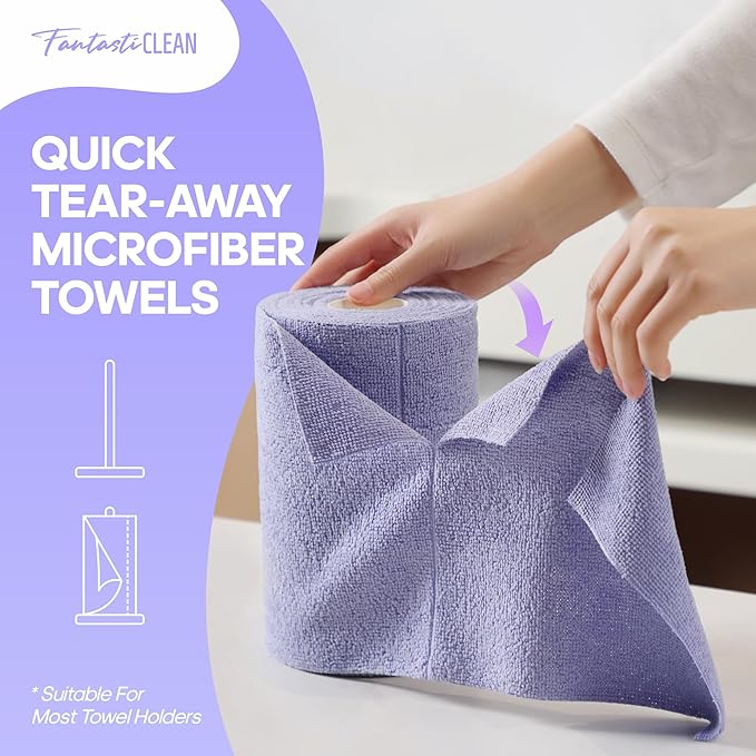 Fantasticlean Microfiber Cleaning Cloth Roll 4 Rolls 240 Pack, Tear Away