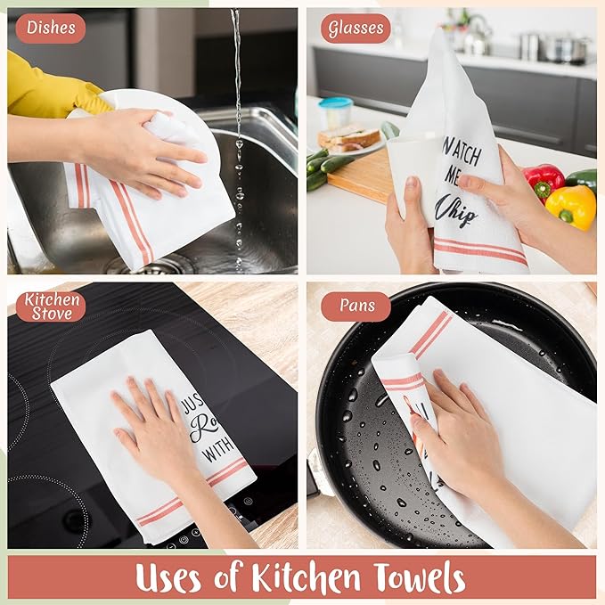 R HORSE 5Pcs Kitchen Dish Towel Funny Cookware Kitchen Dishcloth Absorbent