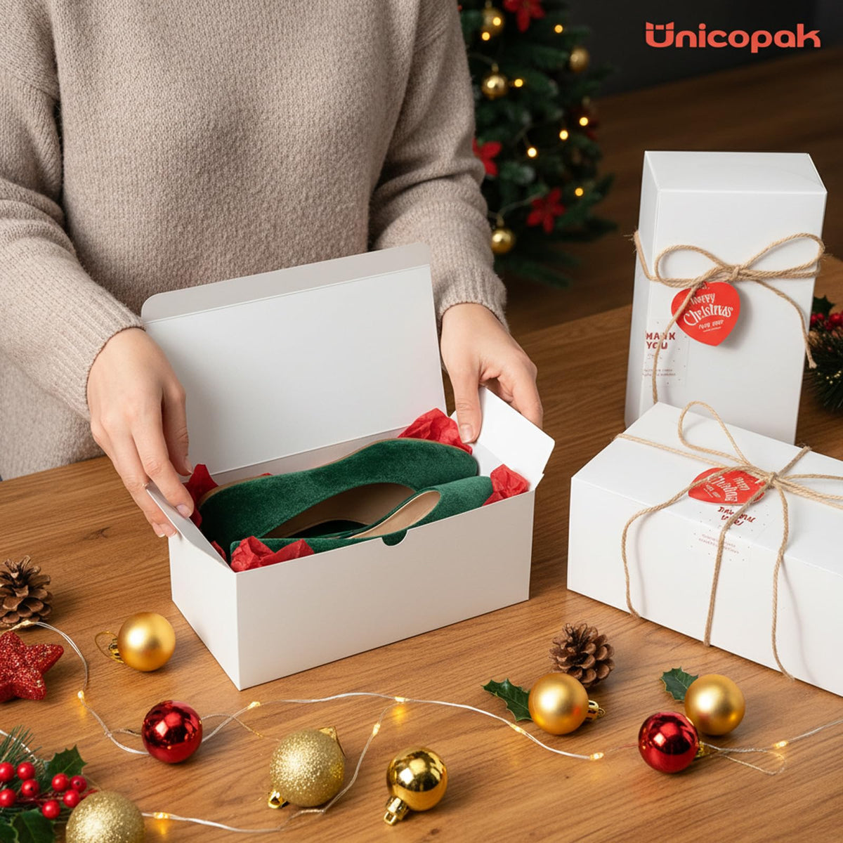 UnicoPak 10 Pack 10x5x4 Gift Boxes, White Gift Boxes for Presents Bridesmaid Proposal Box, Ideal for Birthday Gifts Christmas Gifts Party Favors Homemade and Business