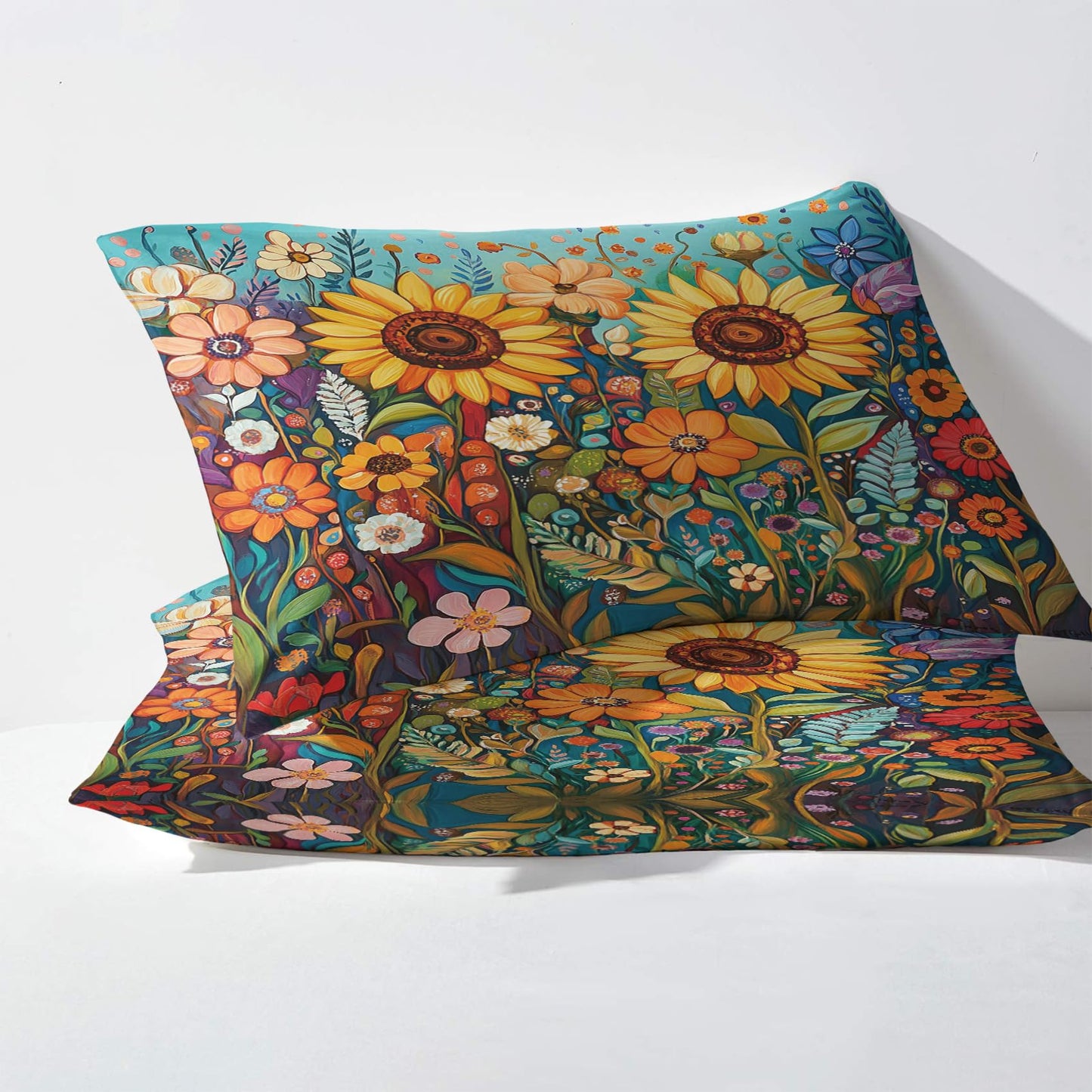 NOGAWA Colorful Flower Sheets Queen, Botanical Bed Sheets, Floral Bedding Sheets, Soft Microfiber Deep Pocket Fitted Sheet, Flat Sheet, 2 Pillowcases