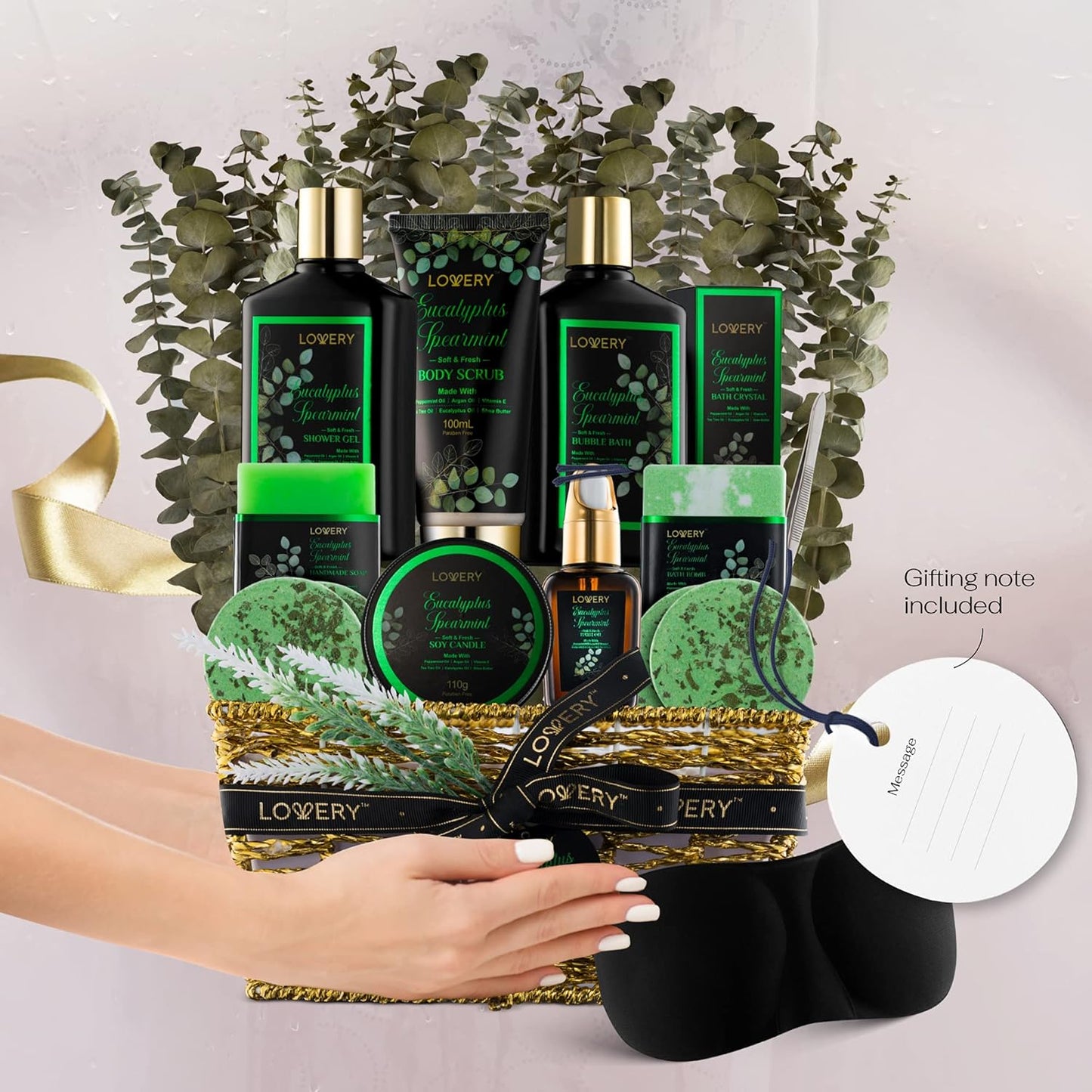 Valentine's Day Gift Basket for Her - Exotic Rose & Spa Bath & Body Set for Women, Anniversary & Birthday Gift with Body Scrub, Bubble Bath, Lotion & More