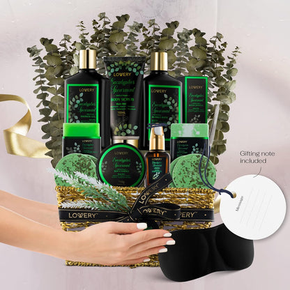 Valentine's Day Gift Basket for Her - Exotic Rose & Spa Bath & Body Set for Women, Anniversary & Birthday Gift with Body Scrub, Bubble Bath, Lotion & More