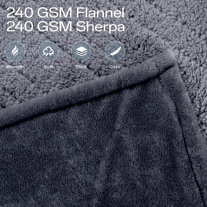 Heated Blanket Twin, Electric Blanket Soft Sherpa Flannel, 10 Hours Auto Shut-off & 8 Fast Heating Levels, Machine Washable ETL Certified, Heating Blanket for Bed & Sofa (62x84 inches, Gray)