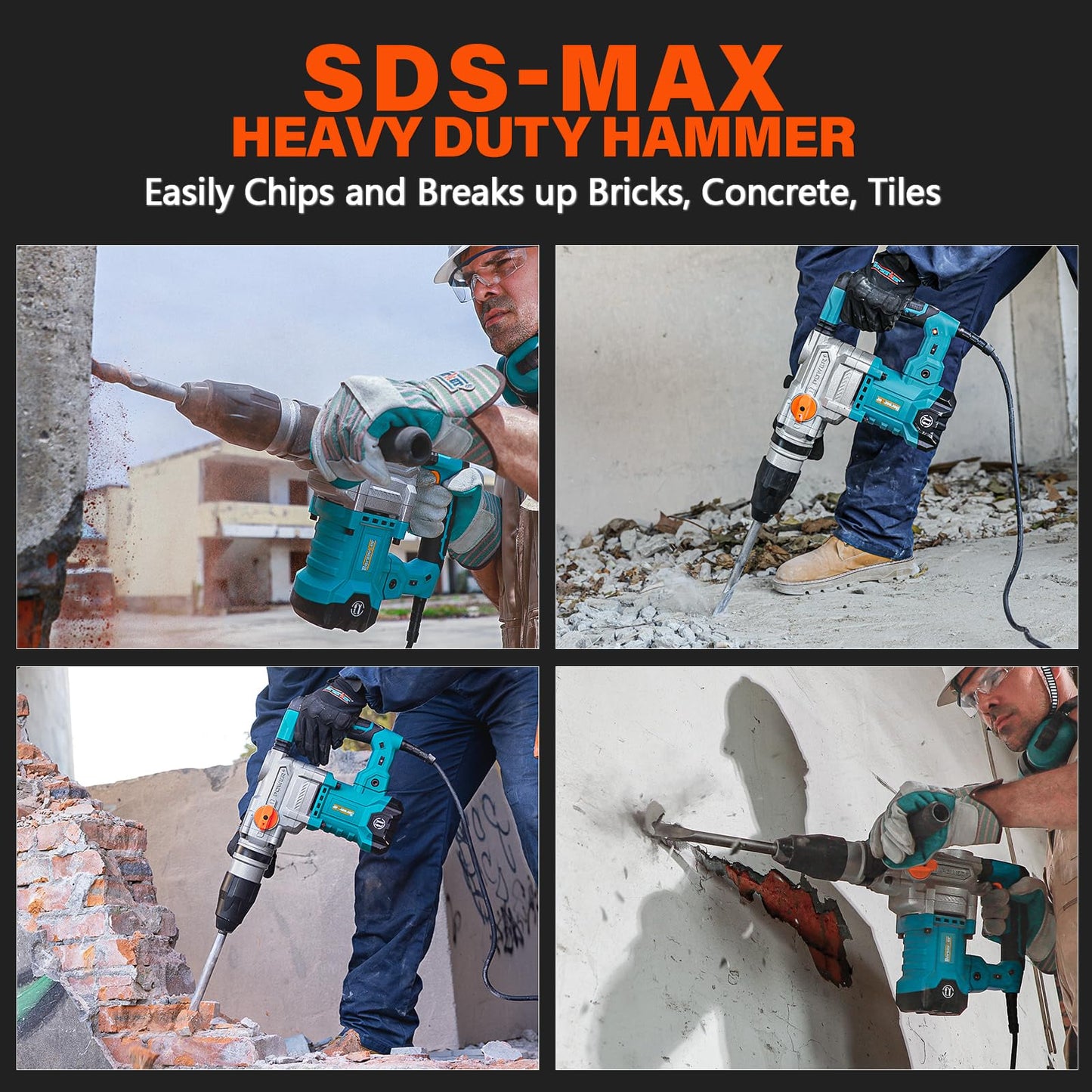 Berserker 1-9/16" SDS-Max Heavy Duty Rotary Hammer Drill with 7/8 Inch x 12-19/32 Inch SDS Max Drill Bit for Concrete,Masonry,Brick,Cement,Stone Drilling