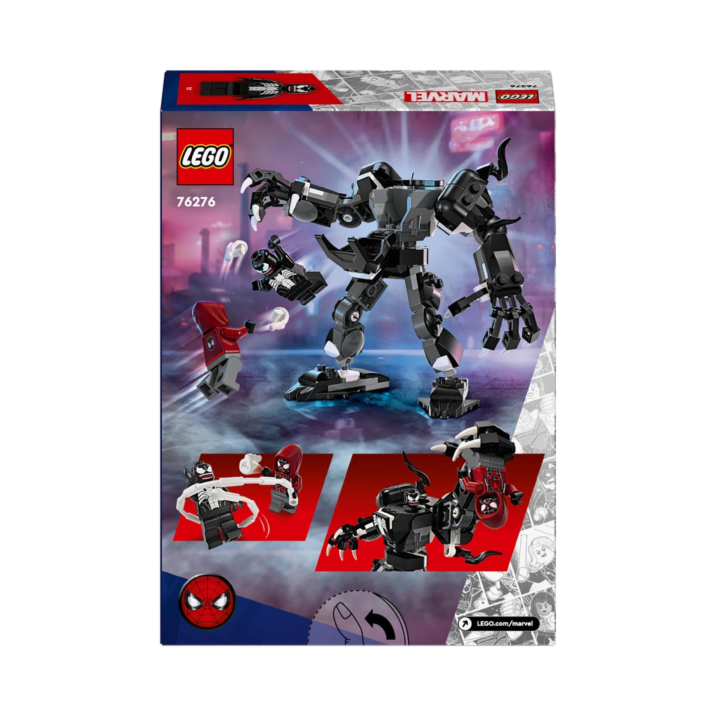 LEGO Marvel Venom Mech Armour vs. Miles Morales, Posable Spider-Man Toy Action Figure for Kids, Spidey Building Set with Minifigures, Super Hero Gifts for Boys and Girls Aged 6 Plus 76276