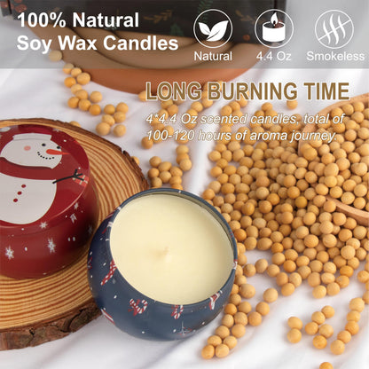 Auralome Christmas Scented Candles Gifts - Xmas Candle Gift Set for Women Men Aromatherapy Soy Wax Natural Small Festival Aroma Candle Gift 4 PCS 4.4 Oz for Mothers Day Birthday Diwali Teachers Girls