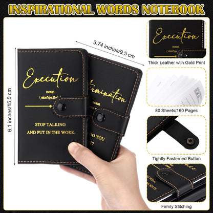 Tenceur 10 Sets Teacher Appreciation Gifts in Bulk Pocket Notebooks with Pens Motivational Leather Journals for Staff Employee Teacher Students Office School Supplies (Black)