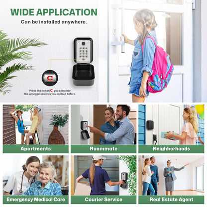 HUANLANG Lock Box for Keys with Code, Waterproof Key Boxs Wall Mount 12-Digit Keypad Locks Box for House Key, Realtors, Garage Spare Keys