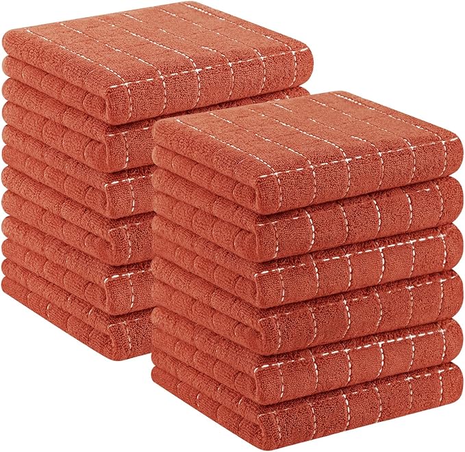 Homaxy 100% Cotton Terry Kitchen Towels, Checkered Designed, Soft and Super