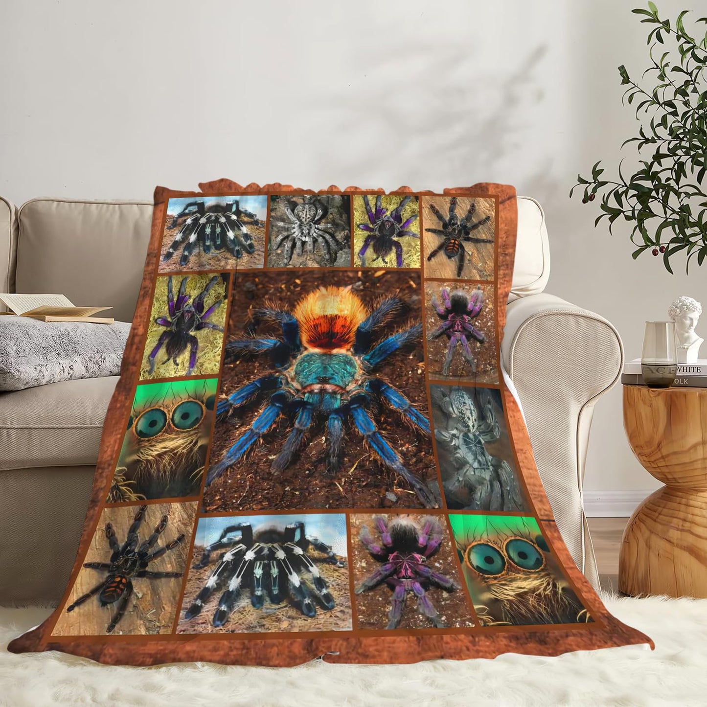 Tijuboni Tarantula Spider Throw Blanket Spider Gifts for Boys Men Girls Women Kids Adults Soft Flannel Fleece Blanket for Couch Sofa Bed Home Decor 40"x50"