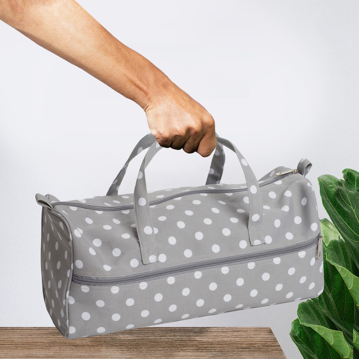 Hobbygift MR4698_ Value: Knitting Bag: Grey Spot, Cotton Blend, 15 x 42 x 17.5 cm