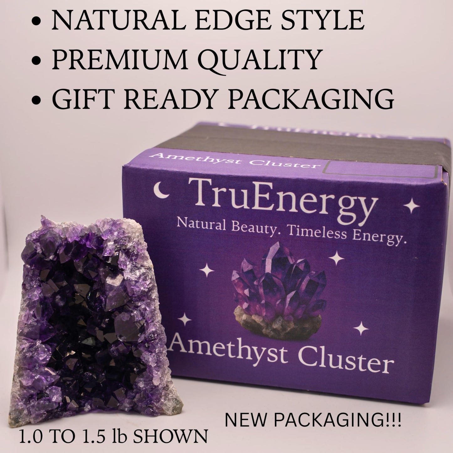 TRUENERGY Natural Amethyst Cluster Quartz Crystal – 2.0 To 2.5 lbs Grade A+ Raw Dark Purple Geode Stone from Uruguay – Home Decoration, Meditation Healing, and Positive Energy (2-2.5 lbs)