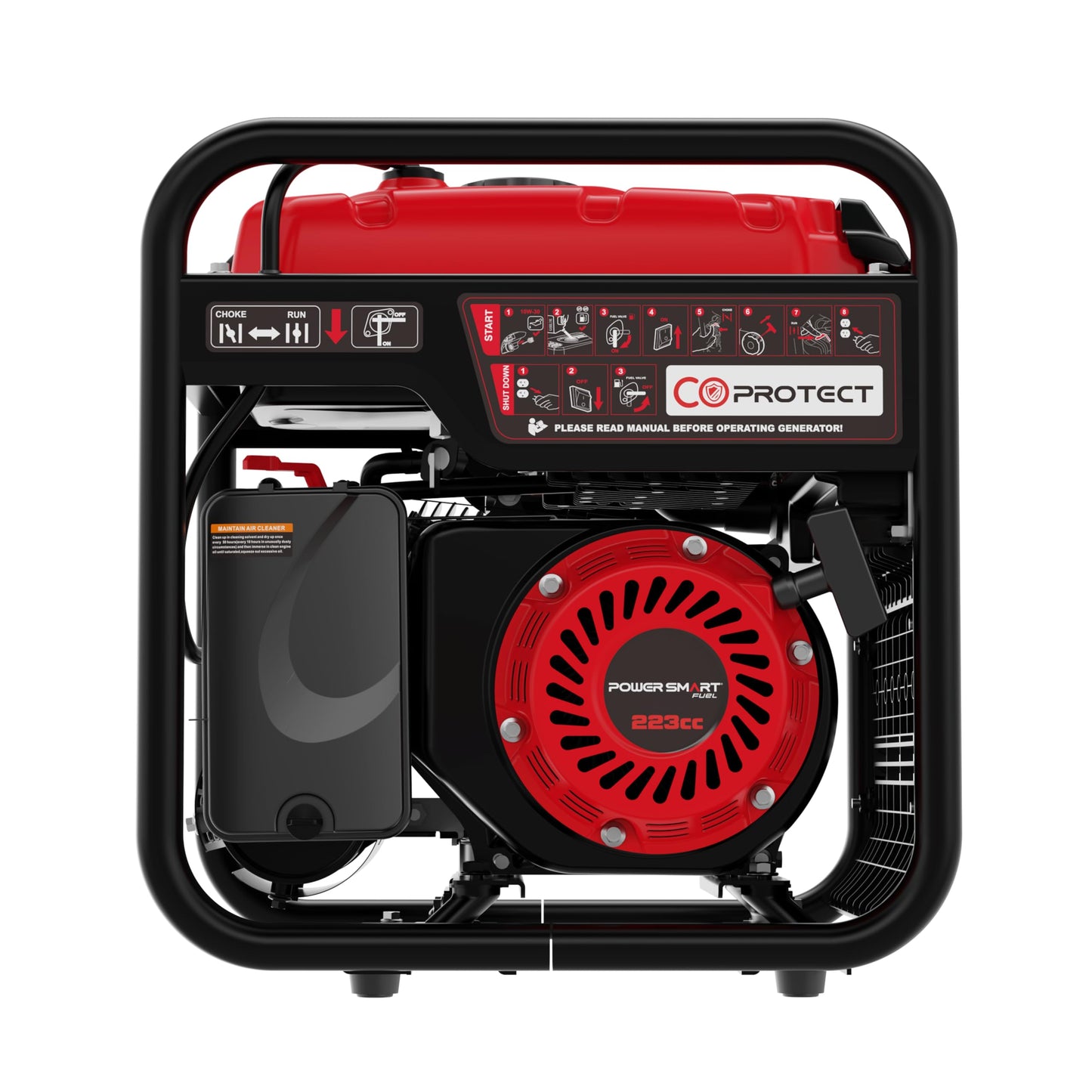 PowerSmart 4500W Portable Inverter Generator, 3800W Rated Super Quiet Gas Powered Engine with CO Alarm, Parallel Ready, 223cc, Clean Power for Sensitive Electronics, RV Ready & Emergency Home Backup